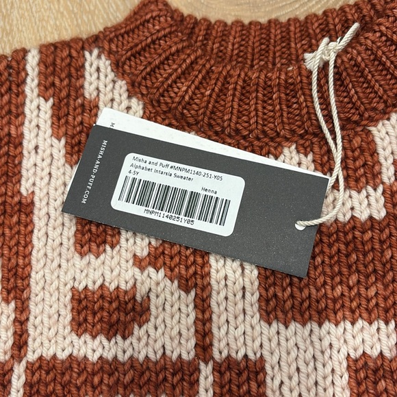 NWT Misha & Puff Kids Alphabet Intarsia Sweater in Henna Sz 4/5y - Picture 3 of 6